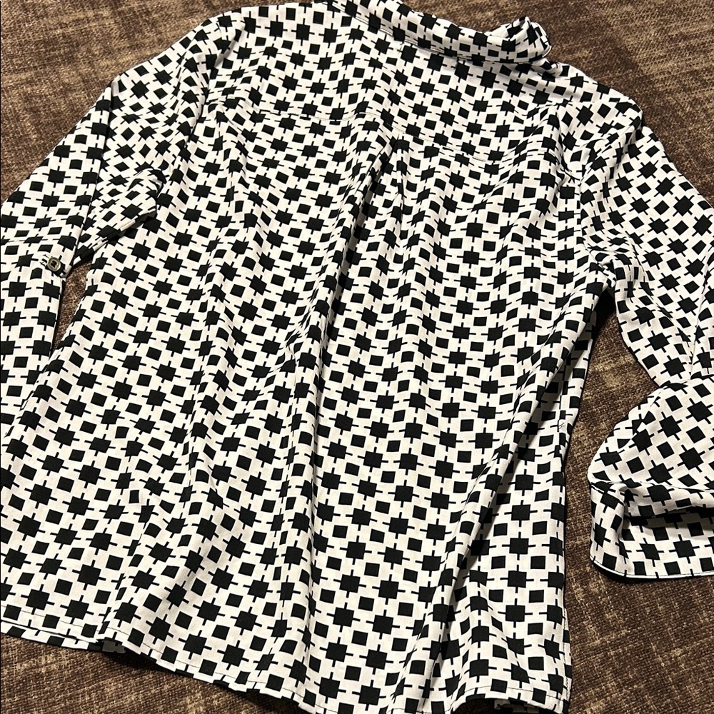 Notations Monochrome Checkered Blouse - image 6